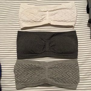 3x bandeau bra bralette grey and white